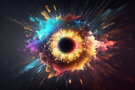 Vivid Explosion of Colorful Particles: A Modern Macro Shot Design - Generative AI