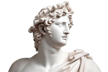 Plaster statue of greek head isolated on white background. Generative AI - obrazy, fototapety, plakaty
