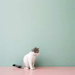 Cute cat. Set of funny pet animals isolated on colorful background. Generative AI.