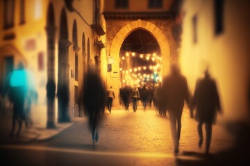 Nighttime Stroll in a Medieval Italian City - Generative AI