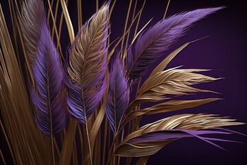 Purple Reed Grass Leafs: A Vibrant and Textured View - Generative AI