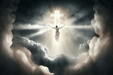 Resurrection - Jesus Ascends to Heaven Scene - Generative AI