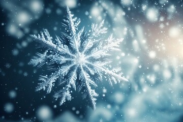 Shining Christmas Snowflakes on Winter Blue Sky - Generative AI