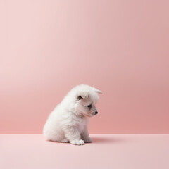 Cute dog. Set of funny pet animals isolated on colorful background. Generative AI.