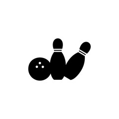 Bowling icon vector. Bowling ball and pin icon. Bowling pins with ball icon.