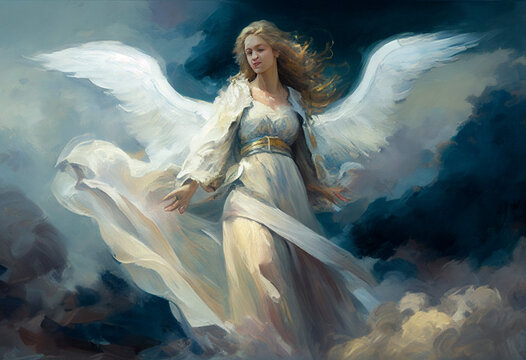 angel in oil painting style, generative AI