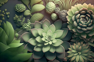 Abstract green floral background, zen aromatherapy massage yoga background, digital illustration, digital painting, generative ai
