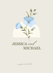 Wedding invitation. Floral linen hand-drawn illustration. Generative AI