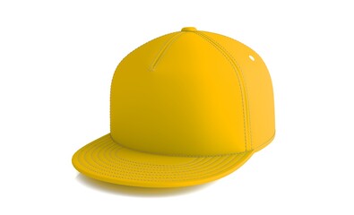 Images of yellow baseball cap isolated on white background. 