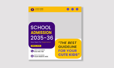 Obraz premium school admission social media post banner template Design.