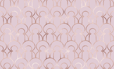 Abstract seamless pattern background design with rose gold geometric shapes.