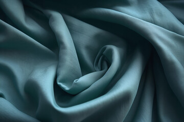 Silk Luxury Blue Cloth Fabric Texture, Background Wavy Abstract Wrinkles Generative AI