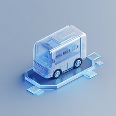 A blue illustration of a public bus Created using generative AI tools