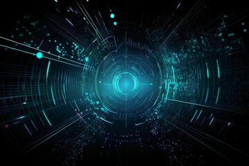 Fototapeta premium big data, internet network, digital technology with binary computer code on virtual screen, illustration. AI generative