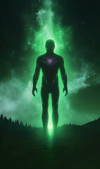 Naklejka premium Green man in the night