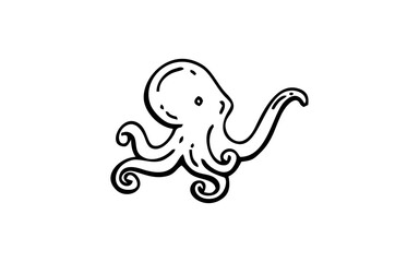 OCTOPUS Doodle art illustration with black and white style.