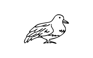 BIRD Doodle art illustration with black and white style.