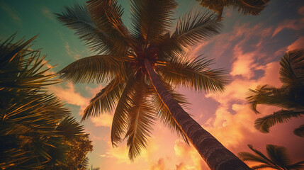 Fototapeta na wymiar majestic palm tree with its lush green leaves gently swaying in the breeze. AI generative