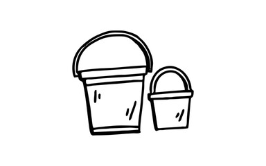 BUCKET Doodle art illustration with black and white style.