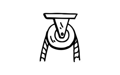 PULLEY Doodle art illustration with black and white style.