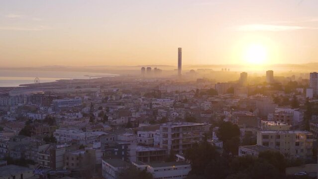 panoramic shot of the great mosque of algiers algeria at sunrise