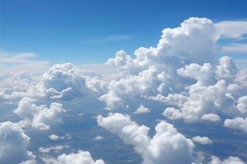Naklejka na ściany i meble Serene Blue Sky with Fluffy Clouds, Generative AI