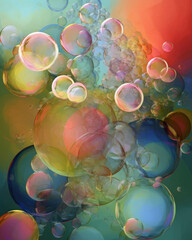 A group of colorful bubbles with various strategies inside floating up and providing safe spaces to slow Psychology emotions concept. AI generation. Generative AI