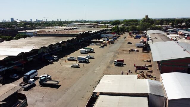 Aerial View Of Mercado De Abasto Market, Home Supplies, Fruits, Vegetables And Cleaning items