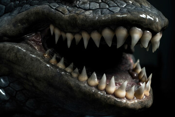 Obraz premium Giant menacing teeth and jaws that could slash through anything. AI generation. Generative AI