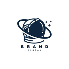 Creative astronaut helmet with Saturn ring and star logo design for your brand or business © restu