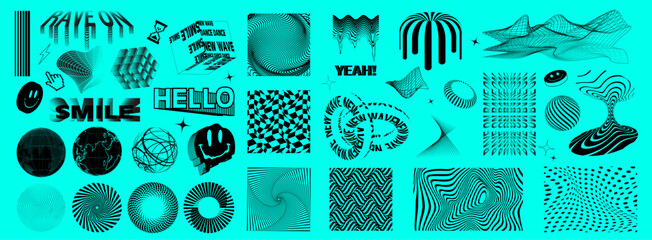 Set of psychedelic acid icons