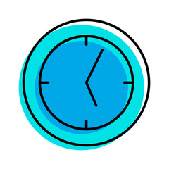 clock time blue icon thin line outline