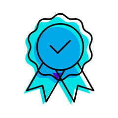 the best award badge reward emblem blue icon thin line outline