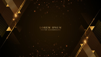 Gold triangle diamond elegant Shine with Slant golden lines and glittering light effects decorative element. Modern Abstract style vector design