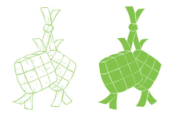 Ketupat Outline & Silhouette