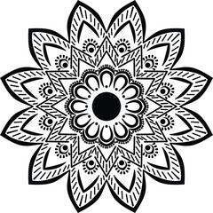 Circular pattern in the form of a mandala. Henna tattoo mandala. Mehndi style. Decorative pattern in oriental style. Figure mandala for coloring.