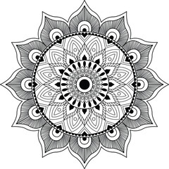 Circular pattern in the form of a mandala. Henna tattoo mandala. Mehndi style. Decorative pattern in oriental style. Figure mandala for coloring.