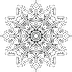 Circular pattern in the form of a mandala. Henna tattoo mandala. Mehndi style. Decorative pattern in oriental style. Figure mandala for coloring.