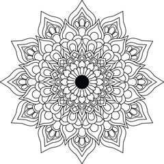 Circular pattern in the form of a mandala. Henna tattoo mandala. Mehndi style. Decorative pattern in oriental style. Figure mandala for coloring.