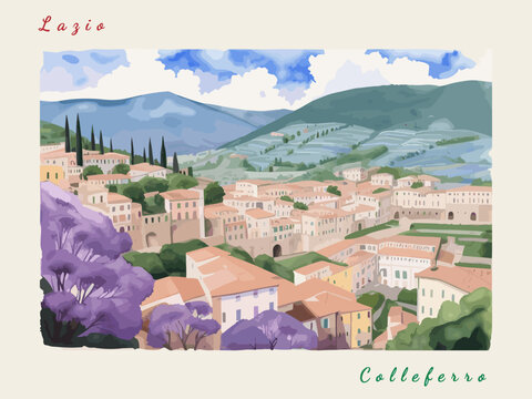 Colleferro: Italian vintage postcard with the name of the Italian city and an illustration