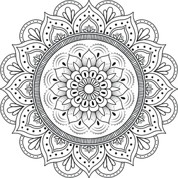 Circular pattern in the form of a mandala. Henna tattoo mandala. Mehndi style. Decorative pattern in oriental style. Figure mandala for coloring.