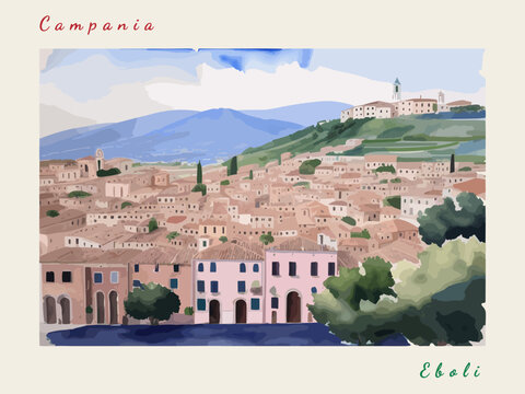 Eboli: Italian vintage postcard with the name of the Italian city and an illustration