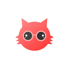 cute cat using  glasses logo icon vector illustration