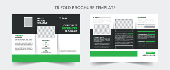 Corporate business trifold brochure template with modern style and minimalist concept.