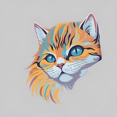 Illustration of a cat that could be used as a logo, cute cat, Generative AI