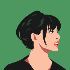 beauty girl with short hairstyle. side view. suitable for avatar, social media profile, print, poster. vector illustration.