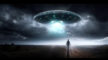 alien abduction, digital art illustration, Generative AI