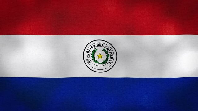 Waving Flag of Paraguay video background with vintage vignette overlay effect. Realistic Slow Motion