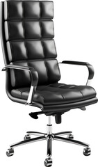 The office chair from black leather. Generative AI.