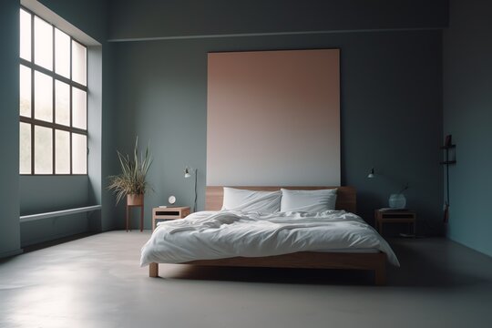 picture frame mockup psd hanging in modern bedroom minimalist generated ai